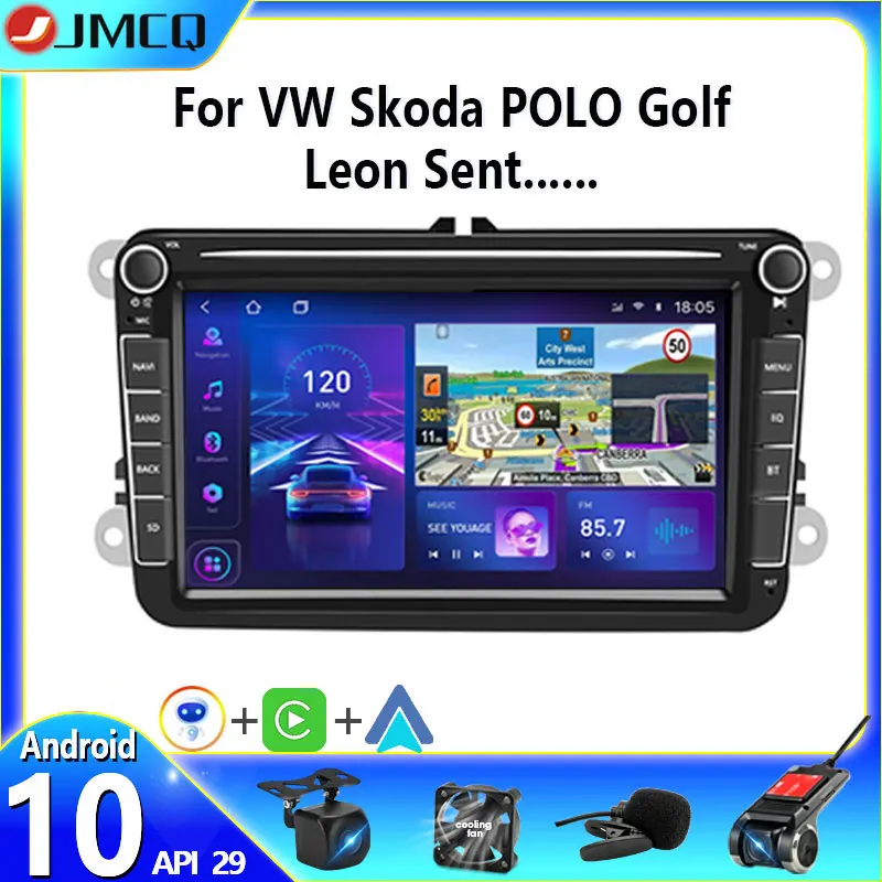jmcq android 11 car stereo radio for volkswagen vw passat b6 b7 cc tiguan touran golf polo 2 din gps carplay auto head unit ips free global shipping