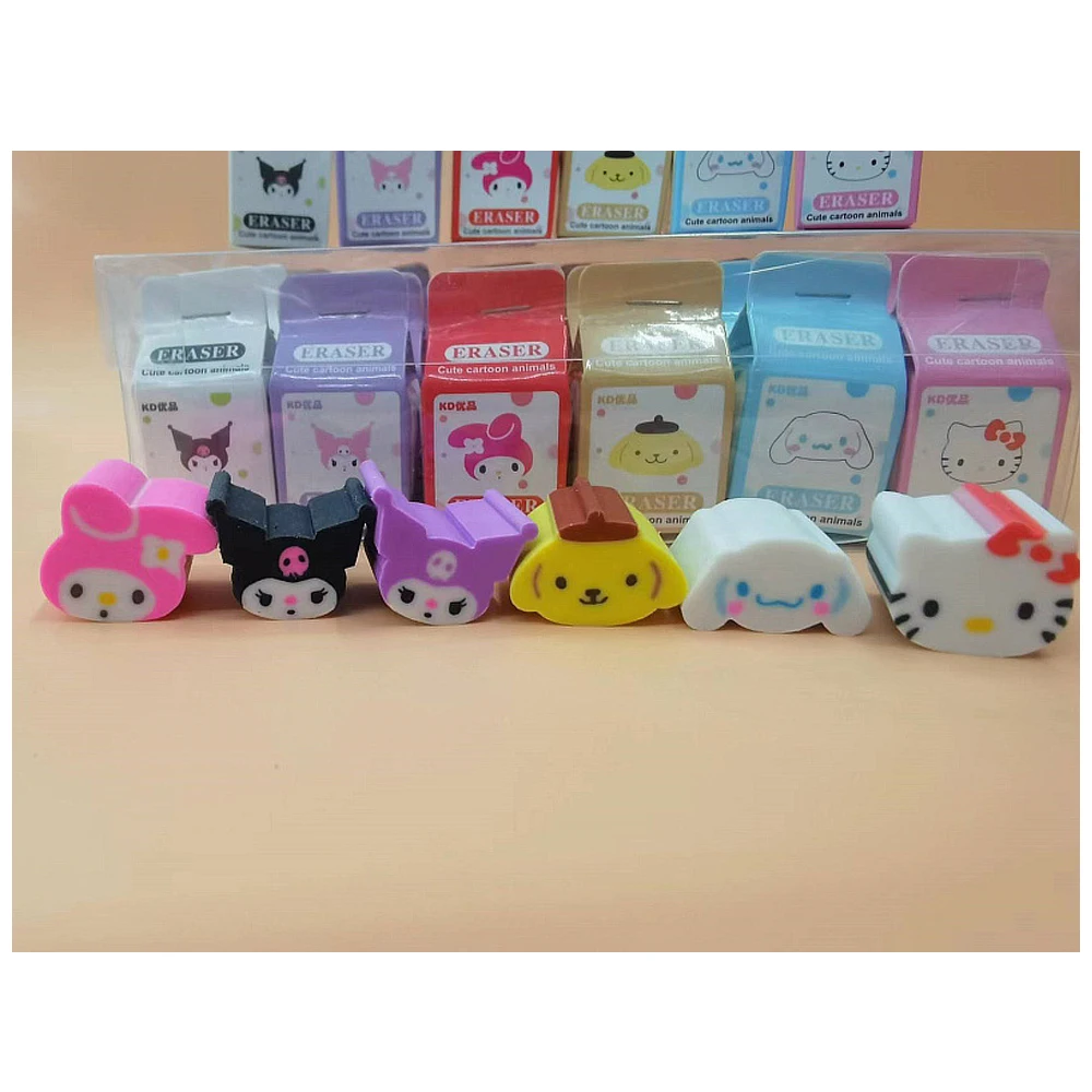 

New Cute Kawaii Sanrios Hellokittys Cinnamoroll Kuromi My Melody Purin Cartoon Anime Shape Rubber Eraser Student Stationery