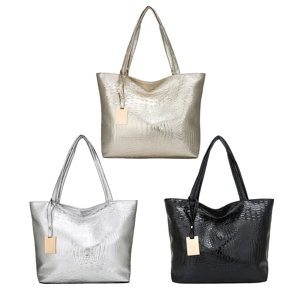 

Vintage Women Alligator Pattern PU Leather Tote Handbags Shoulder Shopping Bag