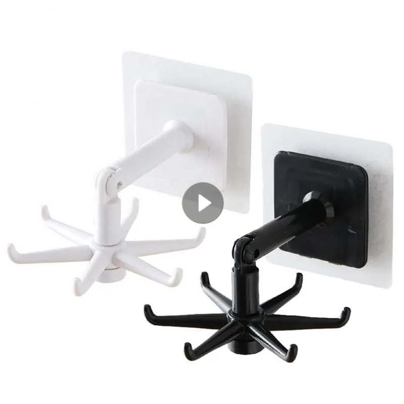 

360 Rotated Hook Bathroom Hanger Kitchen Wall Dish Drying Rack 360 Degree Self Adhesive Home Storage Accessories Hanging Rack