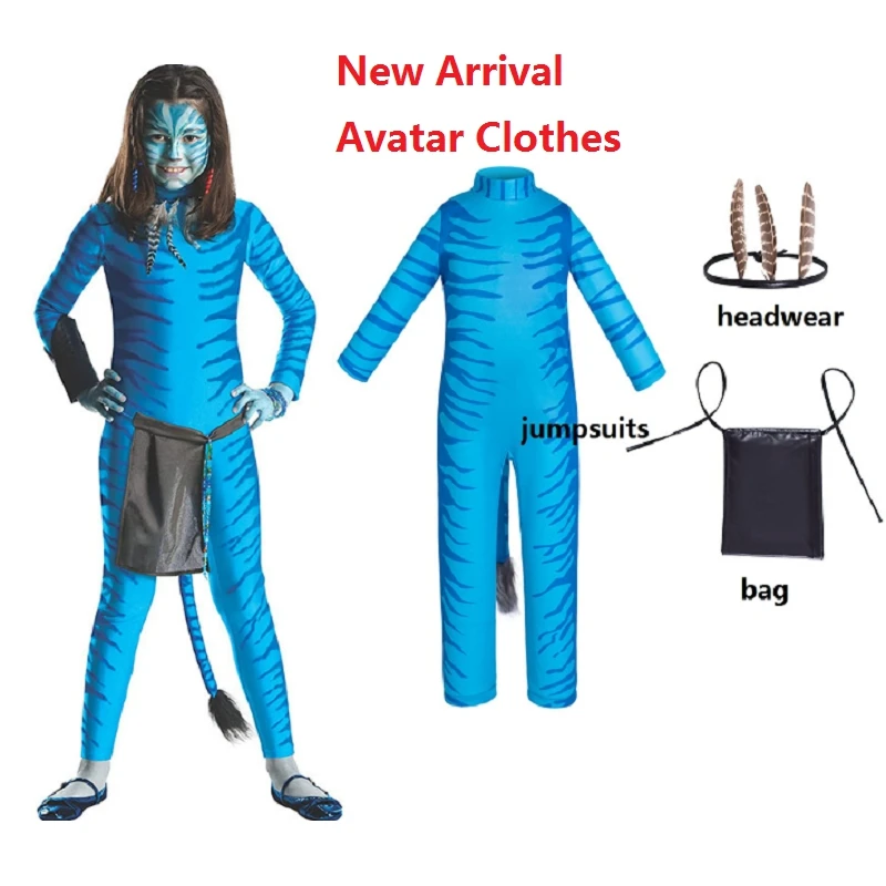 

Avatar Cosplay Costume Kids Zentai Bodysuit Hero Jumpsuits Bule Alien Monster Halloween Cos Clothing Kids Boy Girl Party Costum