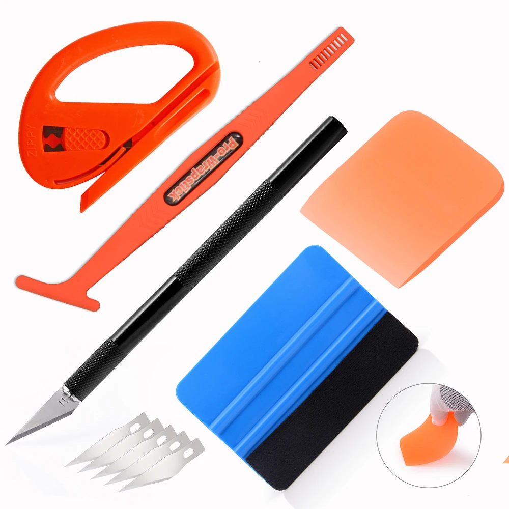 

FOSHIO Car Glass Accessories Carbon Fiber Window Tinting PPF Rubber Scraper Wrapping Film Silicone Squeegee Foil Vinyl Cut Tools