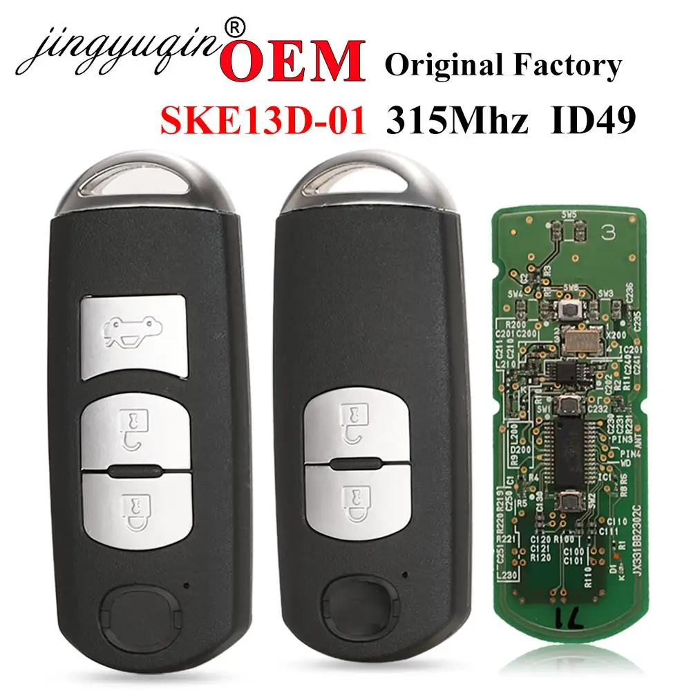 jingyuqin O-EM Smart Remote Key Fob FSK 315MHz ID49 for Mazda 3 CX-5 2/3 Button Model P/N: 662F-SKE13D01 SUV SKE13D-01