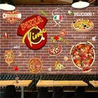 Настенная 3d-бумага для пиццы в стиле ретро, настенная самоклеящаяся бумажная в западном стиле, для быстрого питания, для ресторана, промышленного декора, в западном стиле
