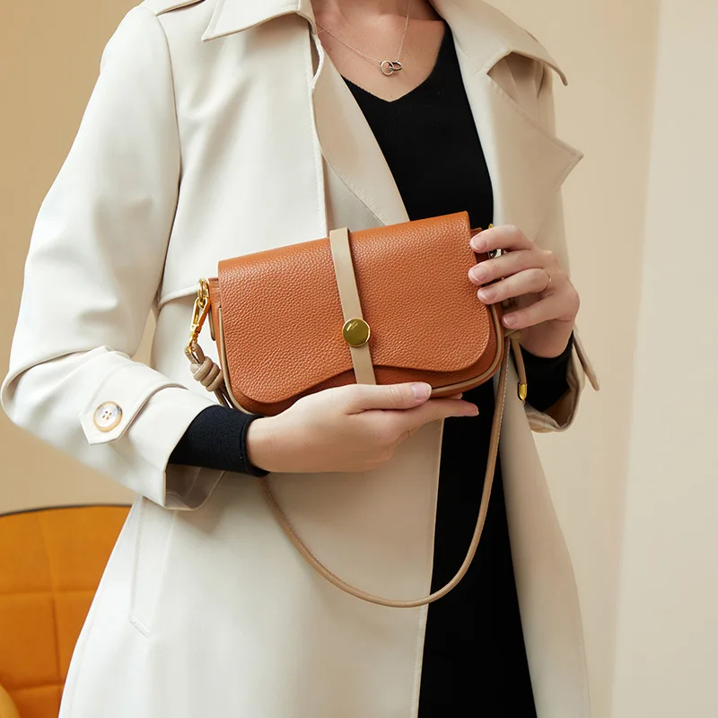 

New Saddle Bag Women's Brand Genuine Leather Messenger Luxury Designer Handbag Ladies Fashion Shoulder Female Underarm Bags Tote