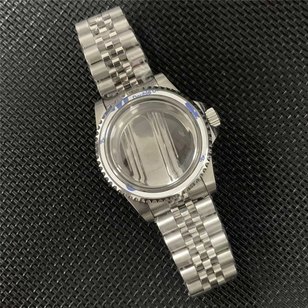 39.5MM Transparent Bottom Watch Case+Strap Kits Aluminum Watch Bezel for NH35/NH36 Mechanical Movement Parts enlarge