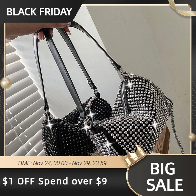 

Новая женская сумка стразы, сумка через плечо с бриллиантами, женская сумка через плечо, блестящая сумка со стразами