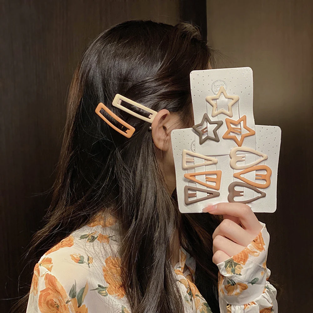 

3pcs/set Frosted Milk Tea BB Clip Simple Drip Oil Five-pointed Star BB Clip All-match Girls Heart Basic Hairpin Hair Accessories