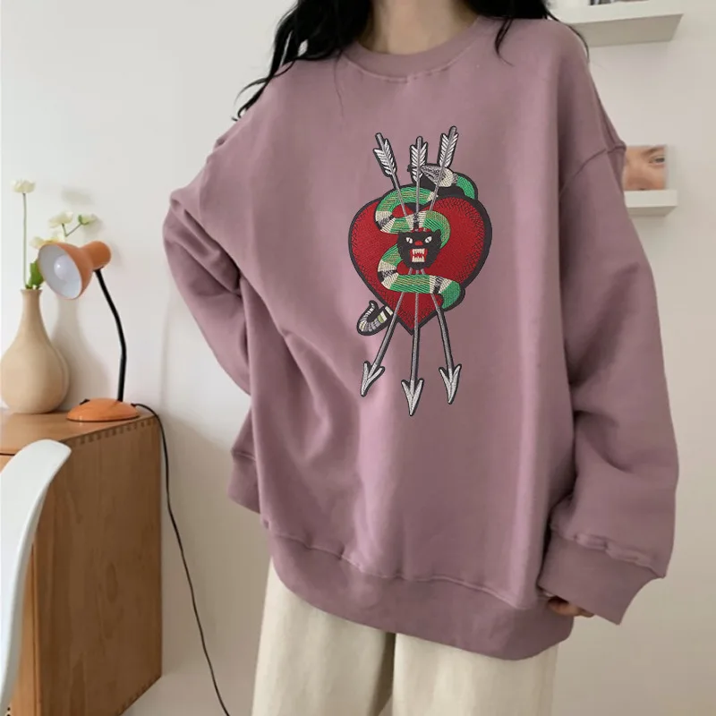 

37cm Large Embroidery Fabric Patches for Clothing Snake Heart Transfer Stickers Diy T-Shirt Hoodie Apliques Strange Patches