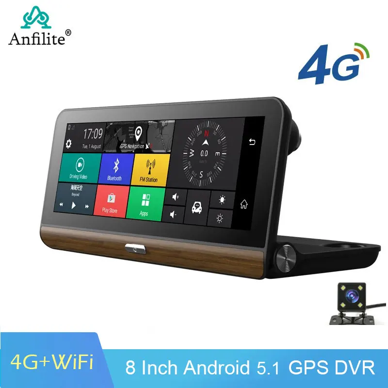 8 - дюймовый ADAS DVR CarLog Камера 4G Android FHD 1080P Регистратор DVR Черный ящик с задней камерой
