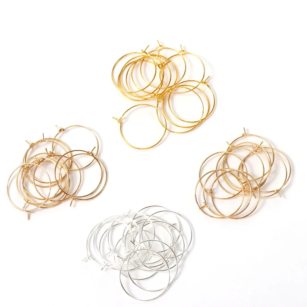 100Pcs 20/25/30mm Wine Glass Charm Ring Bar Party Drink Labels Openable Round Pendant DIY Hoop Earrings Jewelry Making Materials