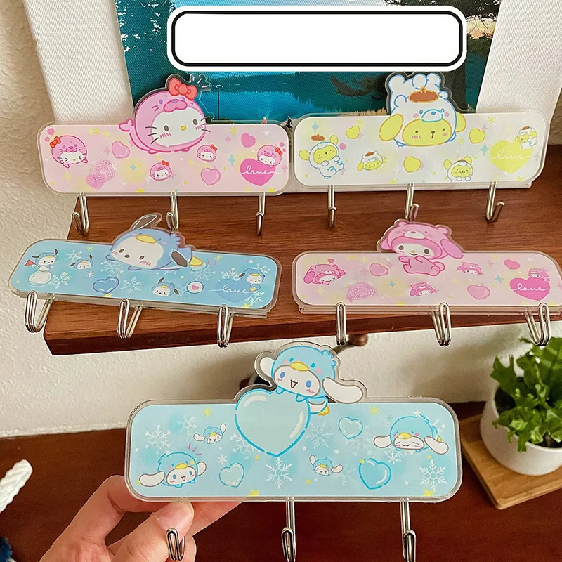 

Милый Sanrio Hellokittys Mymelody Cinnamorroll Hook аниме без следов пастообразный без перфорации для ванной комнаты