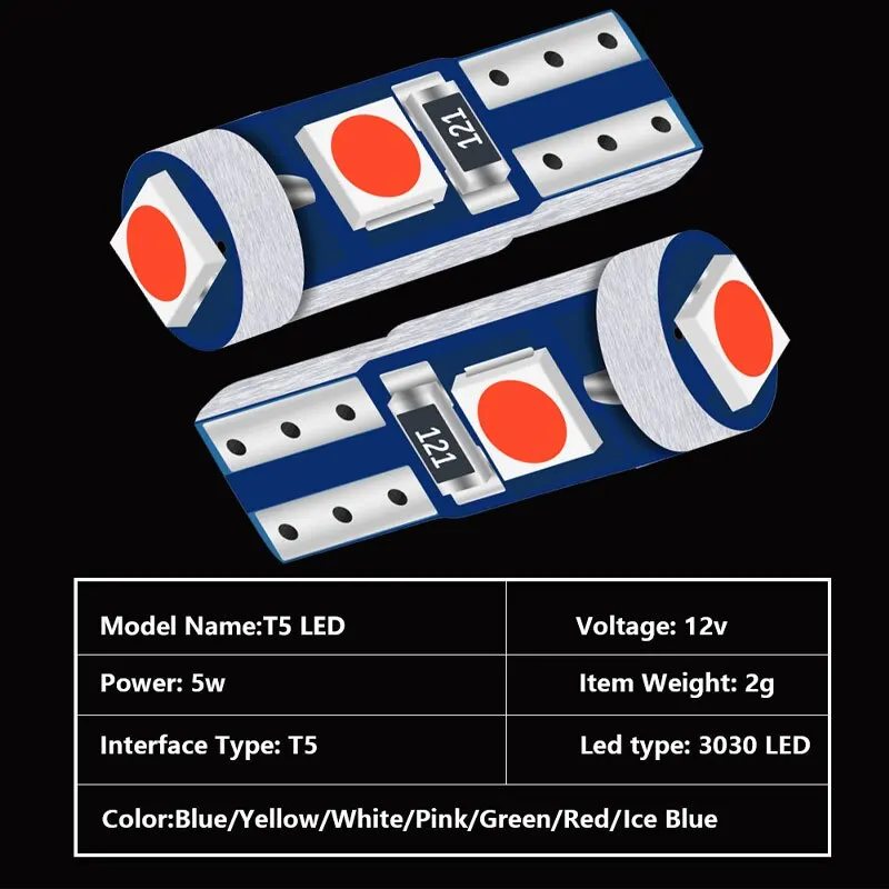 10X T5 3SMD LED Super Bright 3030LED Приборная панель автомобиля Светодиодный свет салона Авто