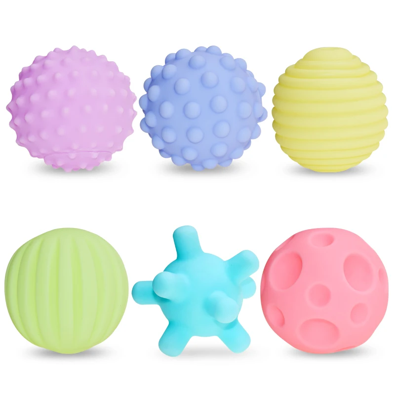 

6pcs Textured Multi Ball Set Soft Develop Baby Tactile Senses Toy Baby Touch Hand Training Massage Ball Rattle Activity Toys