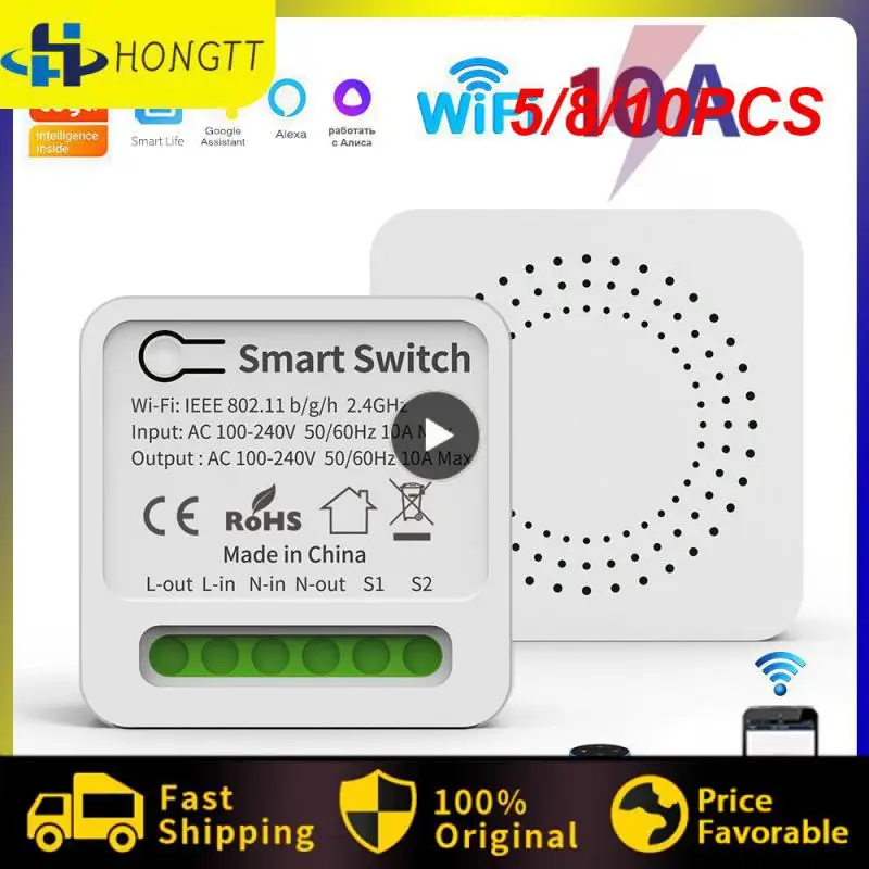 

5/8/10PCS Tuya Wifi Switches Support 2-way Control Diy Smart Home Mini Breaker Module 10a 16a