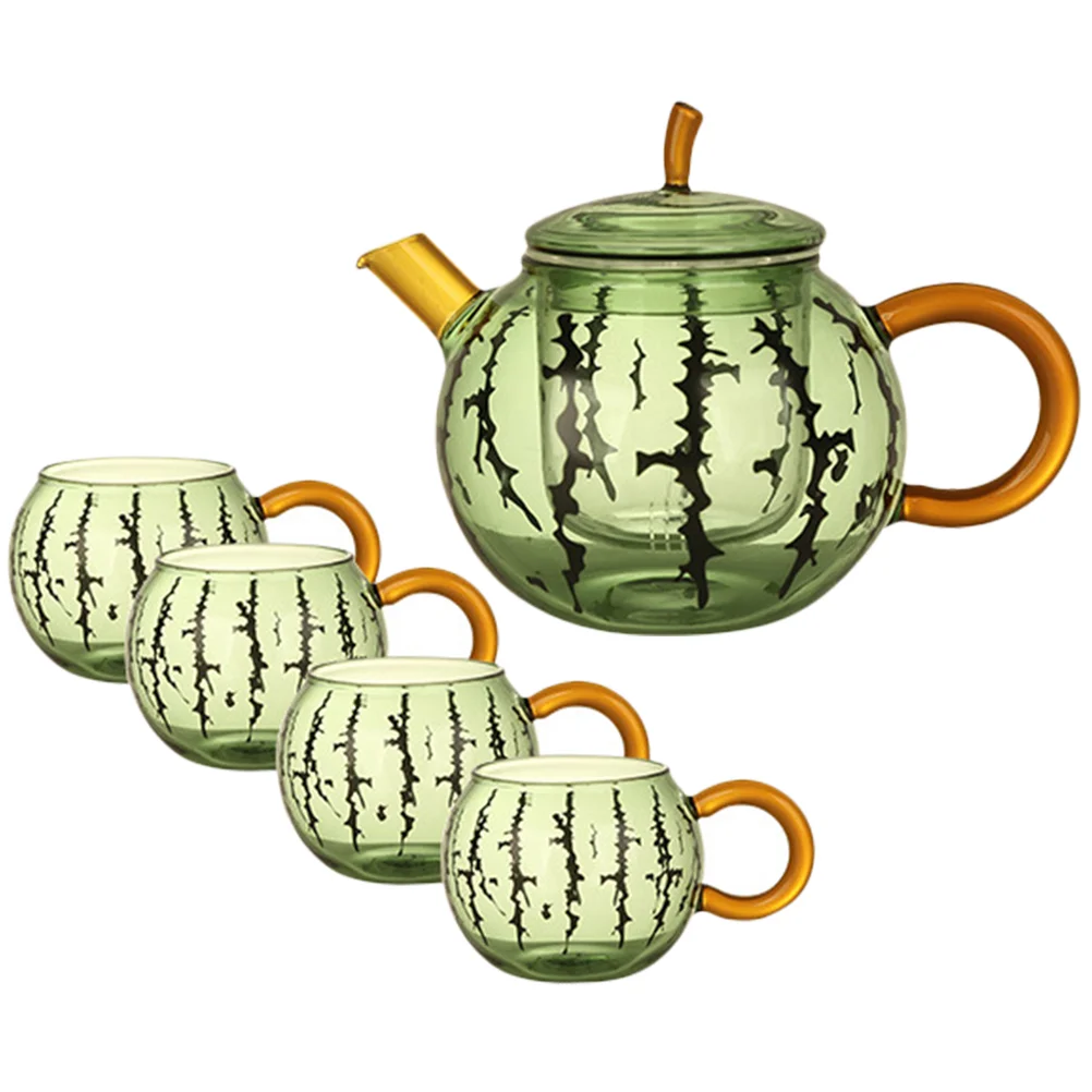 

1 Set of Thicken Tea Pot Transparent Tea Kettle Loose Tea Pot Small Tea Pot with Cups