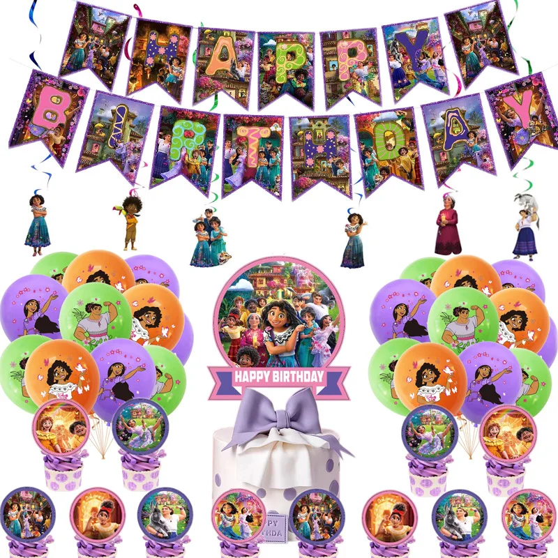 

Cartoon Disney Encanto Birthday Party Supplies Include Party Flag Cake Topper Balloons Birthday Baby Shower Party Decoration