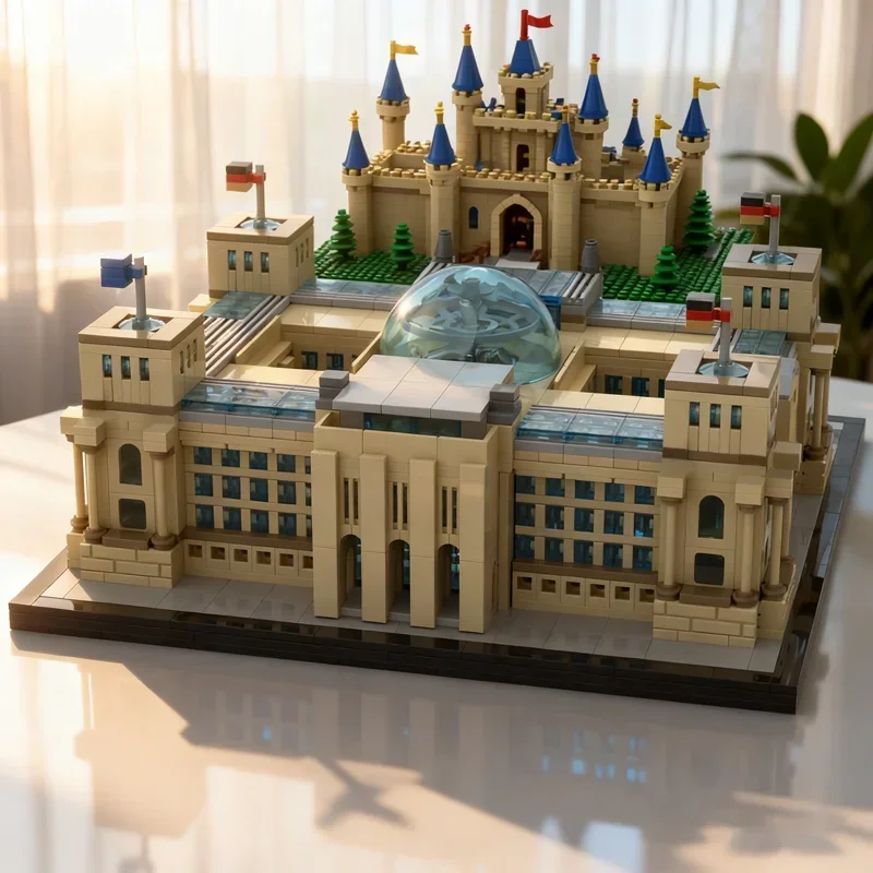 Фото 2380 деталей MOC: Архитектурная модель Берлинского рейхстага, конструктор, подарок на фестиваль, строительные блоки, развивающая игрушка для творчества, кирпичики для самостоятельной сборки №1