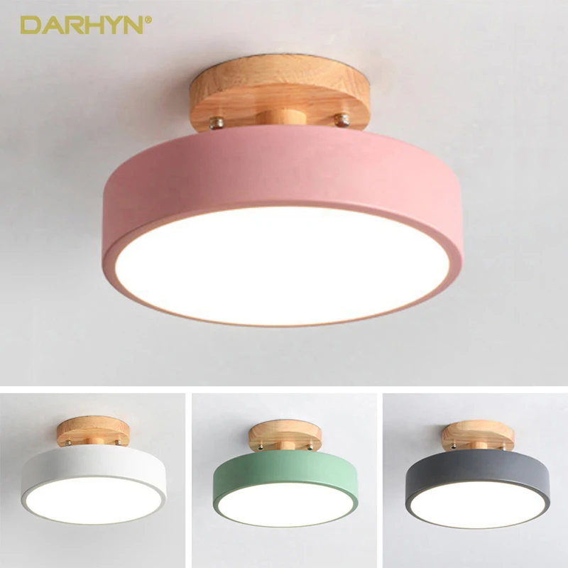 

Modern Chandelier Nordic Solid Wood LED Macaron Ceiling Light Kitchen Living Room Bedroom Corridor Balcony Lamp Surface Mounted