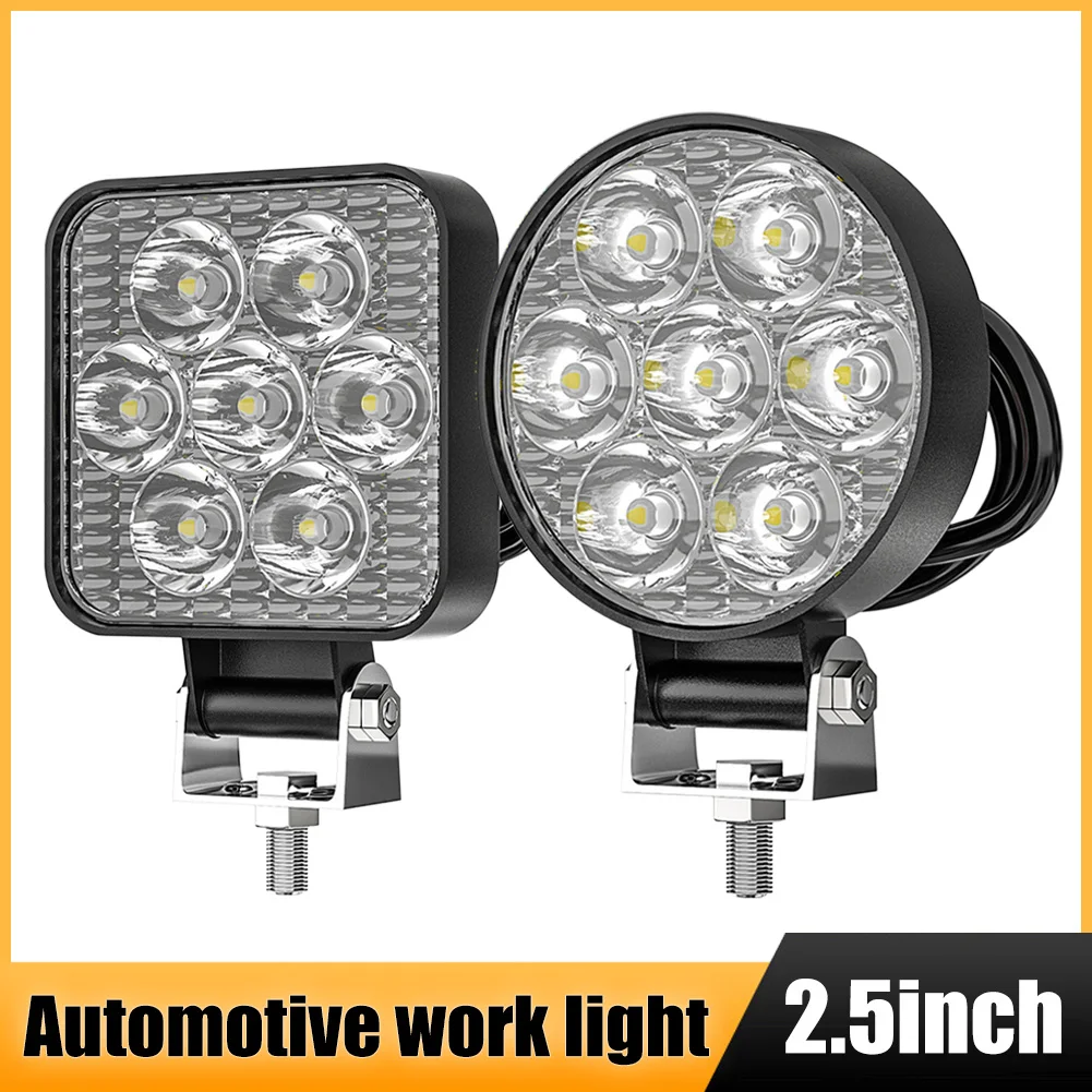 

1/2/4pcs 9-80V 7LED 42W LED Work Light 2.5" Square Round LED Pod Spot Light Driving Fog Light for Off-Road SUV Truck Boat