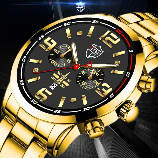 Fashion Men Stainless Steel Watch Luxury Calendar Quartz Wrist Watch Business Watches for Man Clock montre homme reloj hombre 1