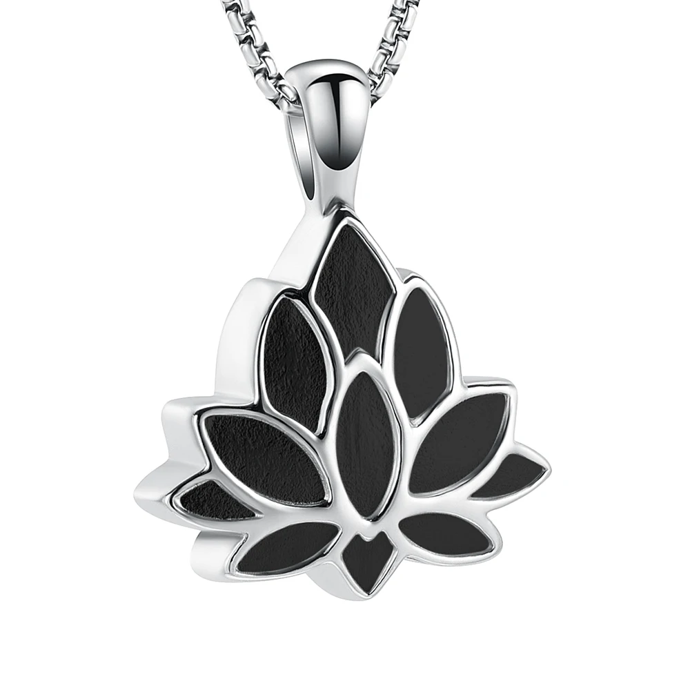 

5pcs Memorial Jewelry Hold Ashes Of Loved Ones Double Side Lotus Cremation Urn Necklace For Women Stainless Steel Keepsake Penda