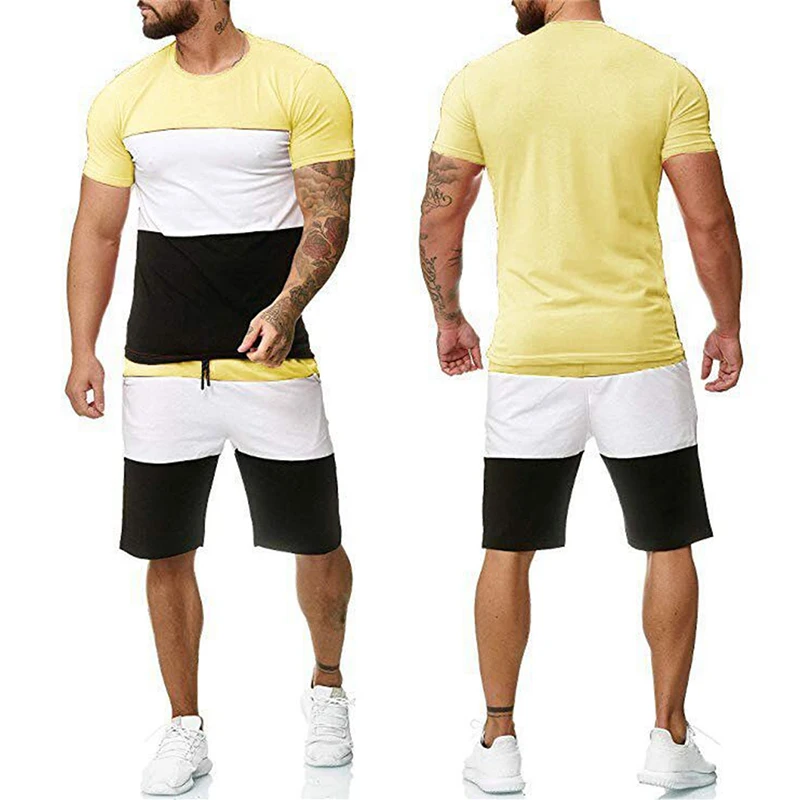 Summer Sport Fitness Homewear Men's Shorts Sleeve T-Shirt + Pant 2 Pieces Sets Daily Clothing Male Suits for Men Tracksuit |