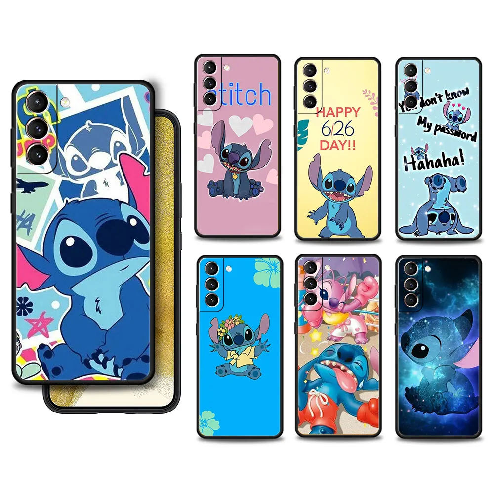 

Coque Black Disney Cute Stitch For Samsung Galaxy S7 S22 Ultra 5G S10 S10e S9 S21 Plus S20 FE 2022 S8