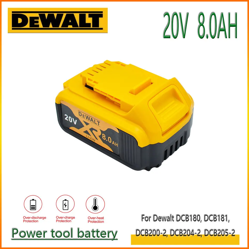 

DeWalt 20V 8.0AH/4.0AH/5.0AH/6.0AH Li-Ion battery power tool replacement for DeWalt DCB184 DCB181 DCB182 DCB200 18V battery