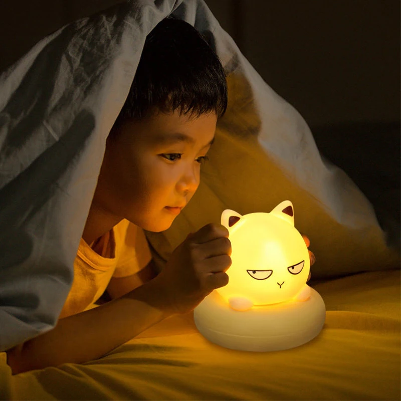 

Children Night Light Kitten Rabbit For Home Bedroom Bedside Kid USB Chargeable Cartoon Silicone Touch Lamp Baby Nightlight Gift
