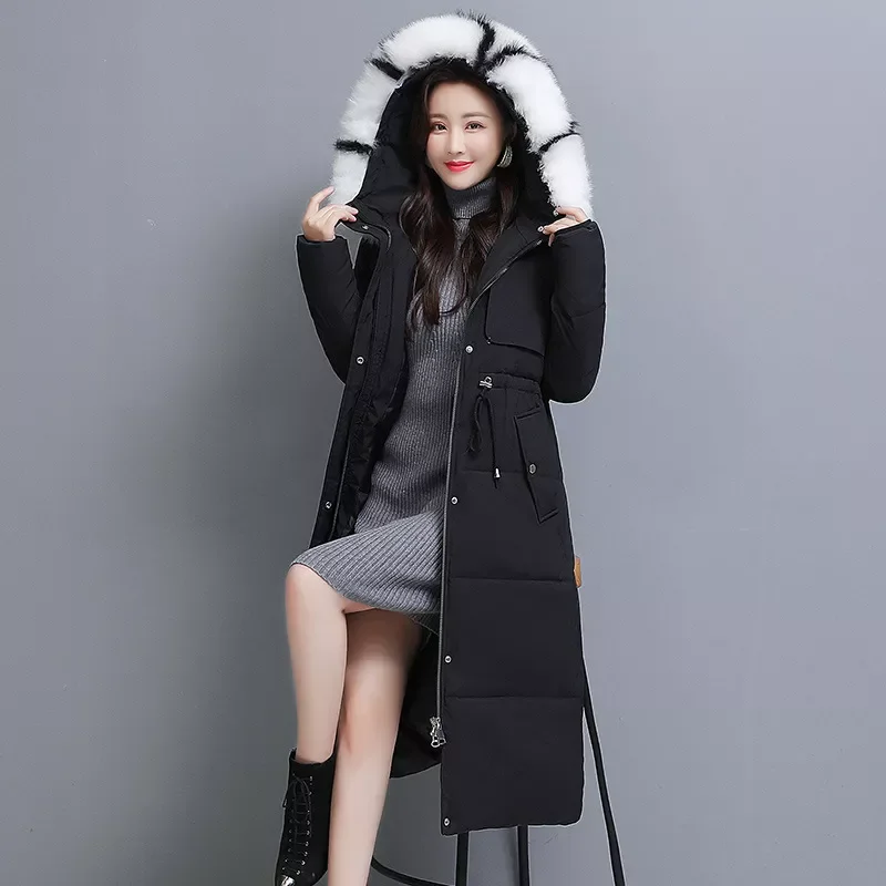 2021 down cotton-padded jacket female long over-the-knee thickening coat of cultivate morality fashion heavy hair coat enlarge