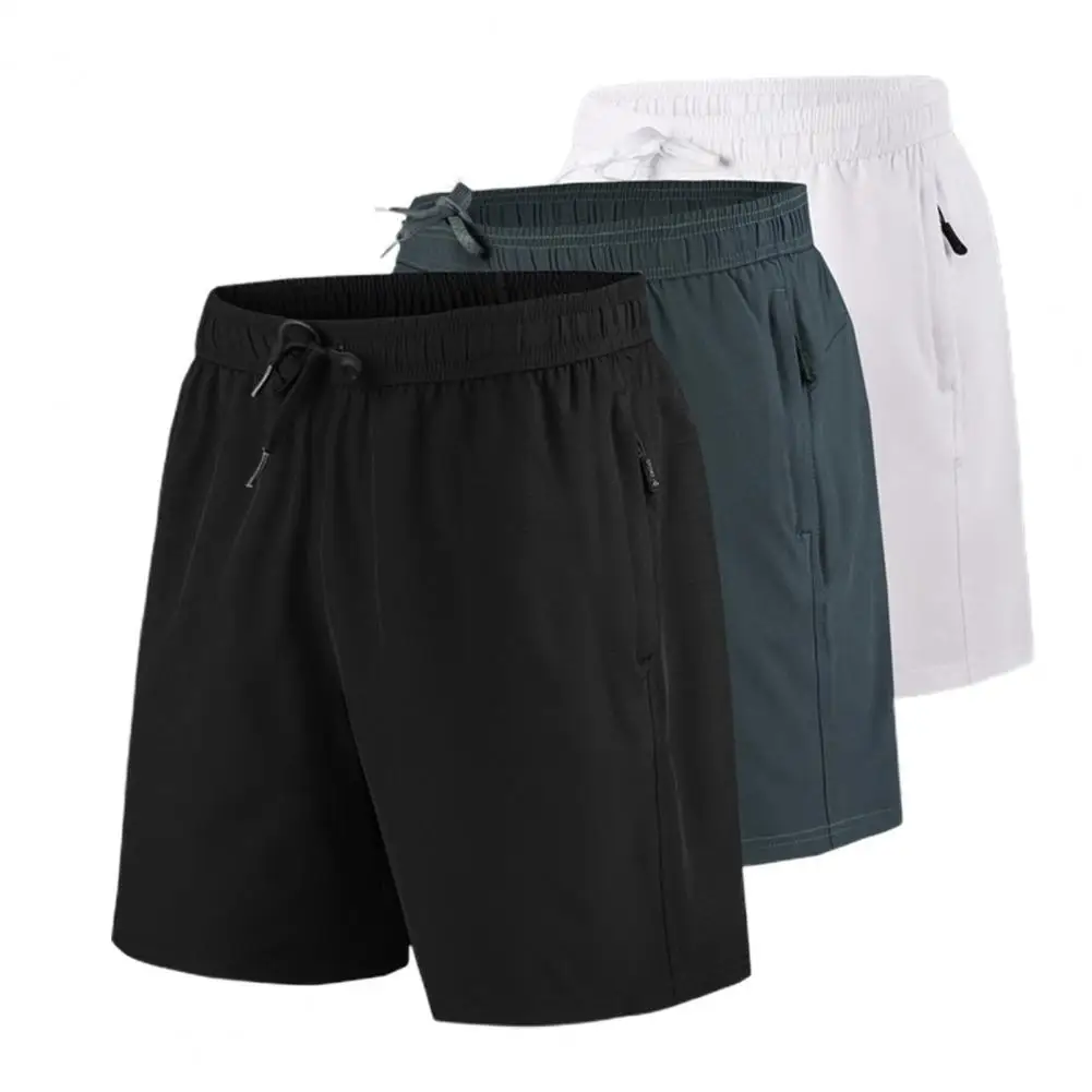 Plus Size Men Casual Shorts  Elastic Waist Solid Color Breathable Mid Waist Men New Summer  Shorts