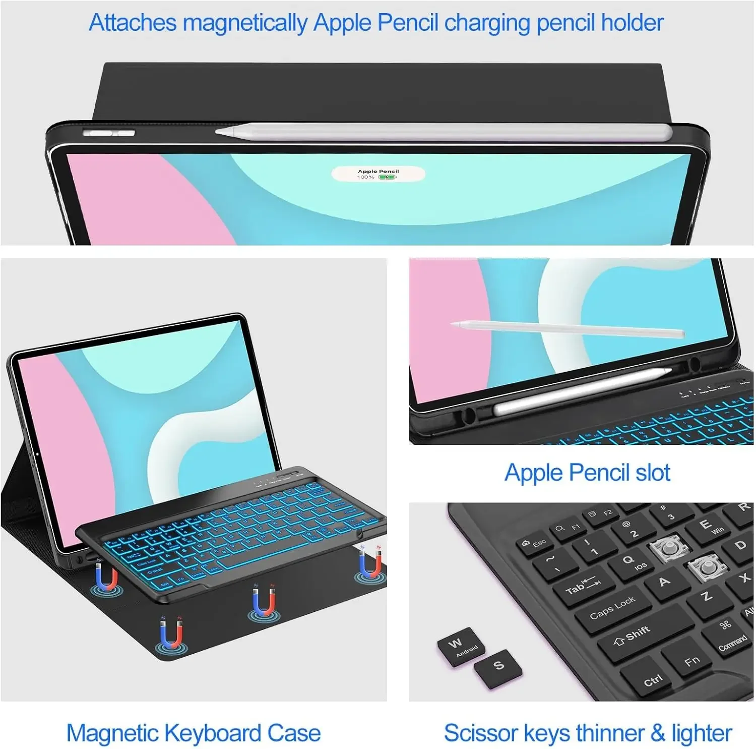 Фото Круглый чехол для клавиатуры и мыши для iPad Pro 2018/19/20/21/22 11 дюймов, чехол для клавиатуры испанского/японского/игрудного/арабского/латальянского планшета №3