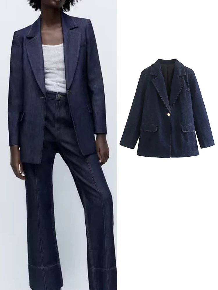 

Модная популярная женская джинсовая куртка Biazer, пальто, весна-осень, однотонные джинсовые пальто с карманами, женская верхняя одежда