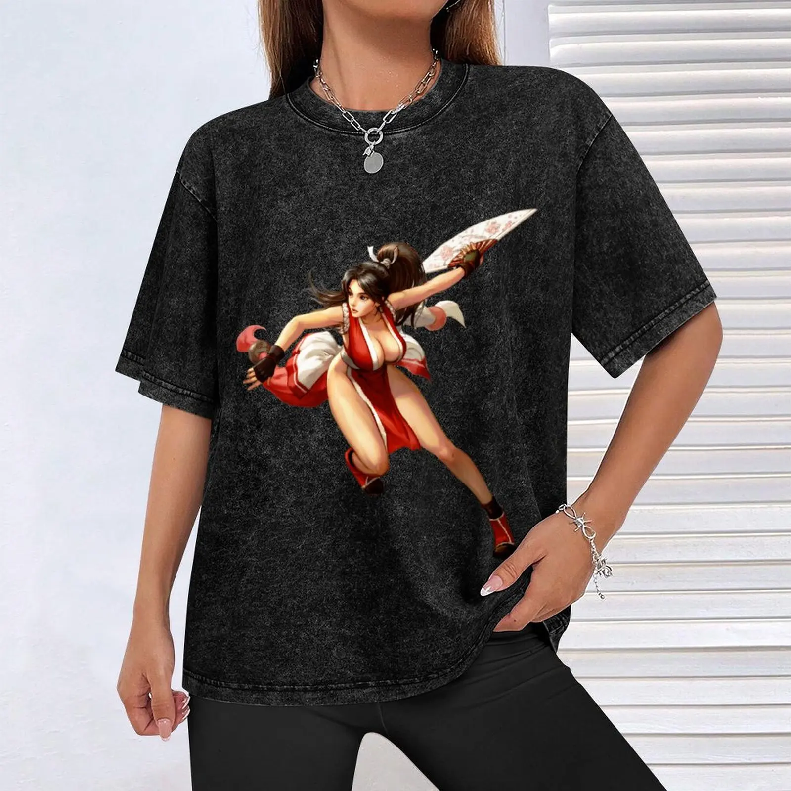 Фото Футболка Mai Shiranui Oppai Geisha, повседневный легкий топ с короткими рукавами №4