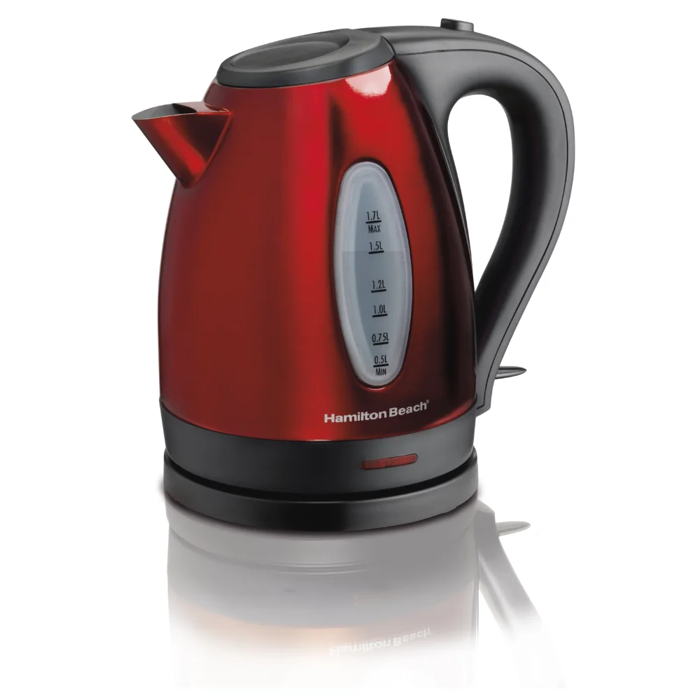 

Electric Kettle, Fast Heating, Cord-Free Serving, 1.7 Liter, Stainless Steel, Red, 40885 Portable Kettle (US Stock)
