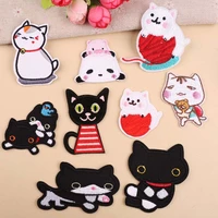 100pcslot embroidery patch cartoon small animal cat kitty yarn ball clothing decoration sewing accessories craft iron applique
