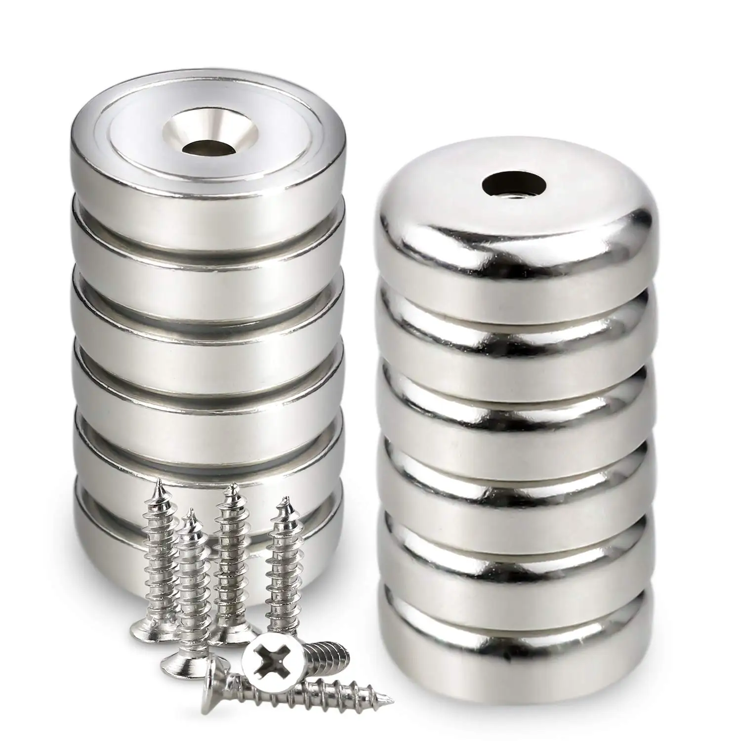 

PTSNET Cup Magnets Holder Industrial Strength Round Base Pot Sink hole 45lbs Holding Force Pack of 10 with Screw Diameter 25mm