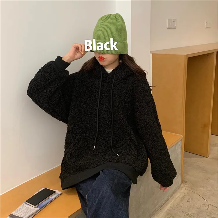 Autumn Winter Casual Lamb Fleece  Jacket Cute  Kawaii Girl Little Bear Ears Cute Girl's Coats Loose Long Sleeve Sweater Women's