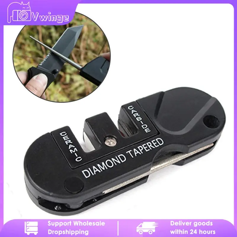 

Portable Tungsten Ceramic Carbide Knife Whetstone Sharpener Sharpen Fish Hook Pocket Diamond Tool Camp Hike outdoor