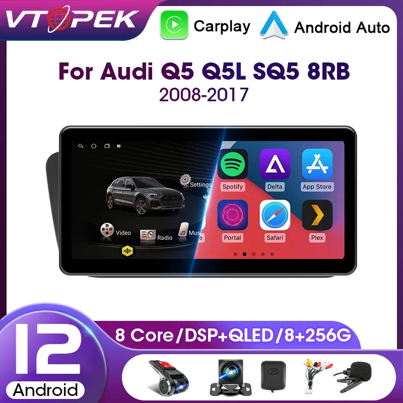 

Vtopek 10.33" Android 12 For Audi Q5 Q5L SQ5 2009-2018 Car Radio Multimedia Player Carplay Head Unit QLED Stereo GPS WIFI 4G