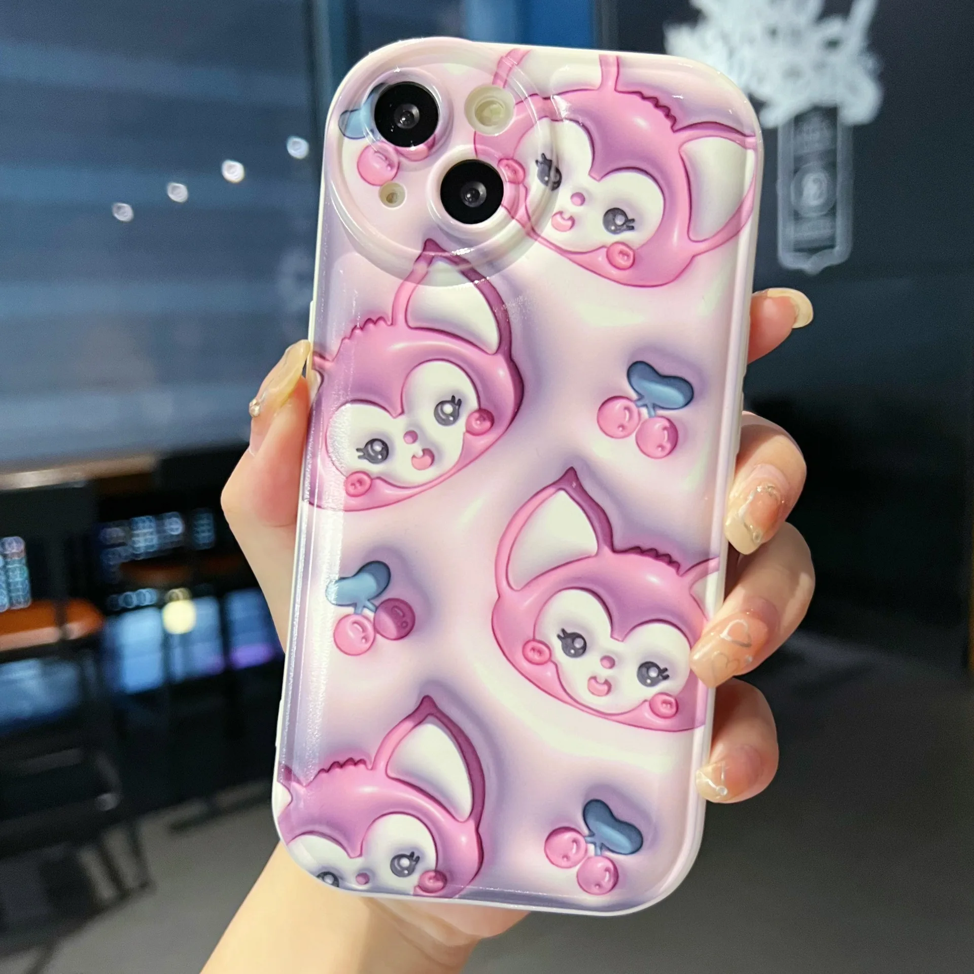 

Fashion Iphone13 Pro 14 12 11 Max 7/8 Plus Following Cartoon Image Turnkey Lens TPU Case