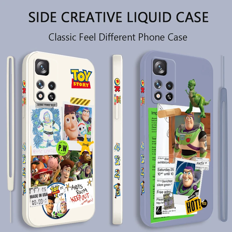 

Toy Story Woody and Buzz Phone Case For Xiaomi Redmi Note 11 11S 11T 10S 10 9S 9T 9 8T 8 Pro Plus 5G Liquid Left Rope Cover