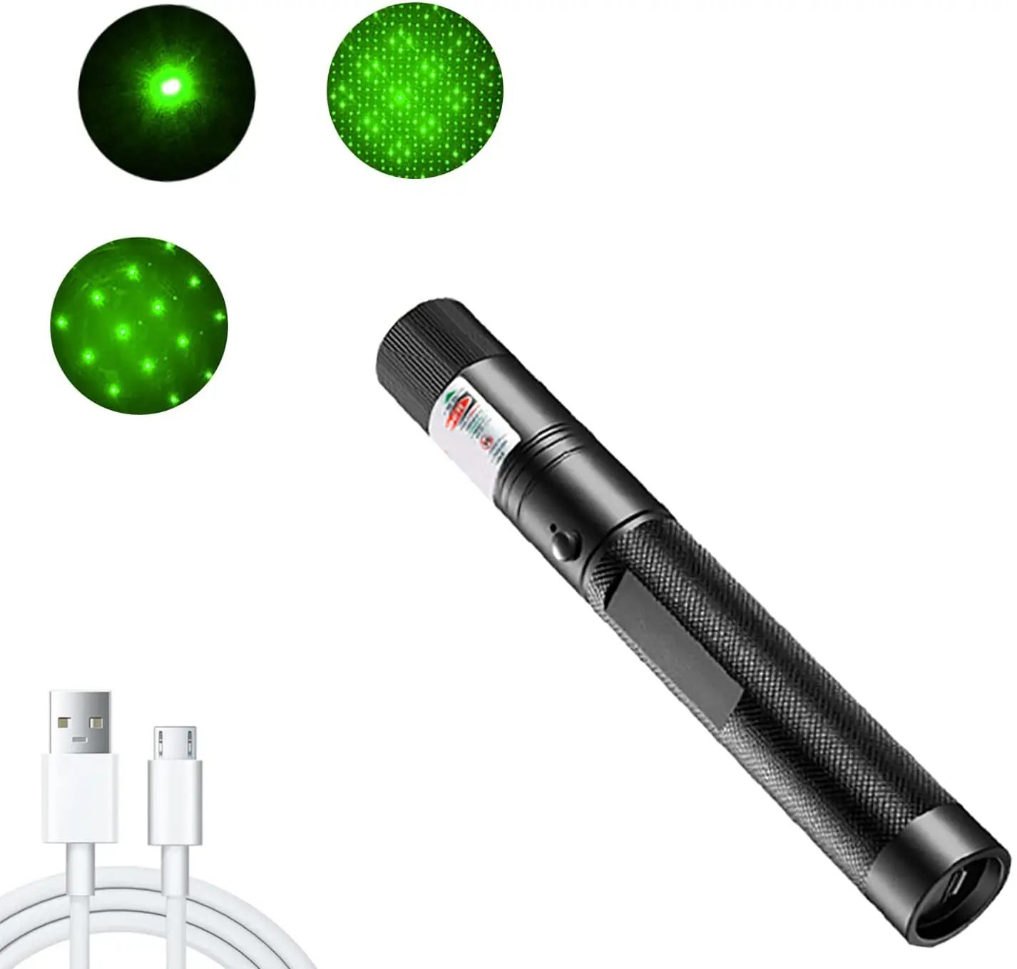 High Power 532nm Green/Red/Purple USB303 Laser Pointer 10000m Handheld Rechargeable Adjustable Focus with USB Cable