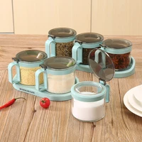 3pcs spice rack organizer sugar bowl salt shaker seasoning container spice boxes with spoons kitchen supplies storage set