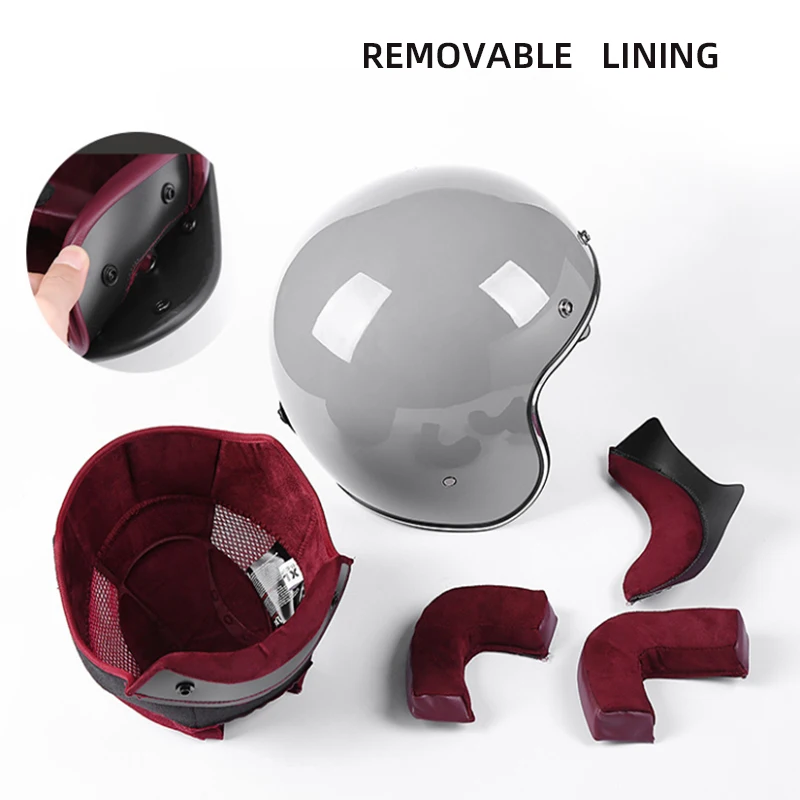 Винтажный мотоциклетный шлем с открытым лицом Cafe Racer Cascos Para Moto Retro Scooter Jet Pilot Chopper