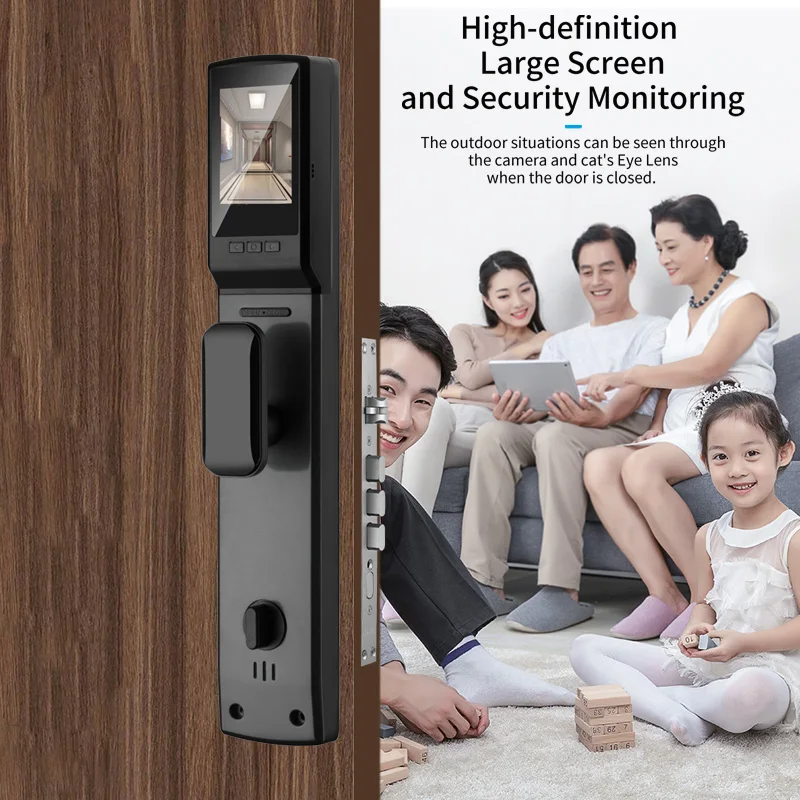 Фото XSDTS DF14 Tuya 3D Face Домофон в реальном времени Умный дверной замок Камера безопасности Интеллектуальный отпечаток пальца Разблокировка ключа с паролем №5