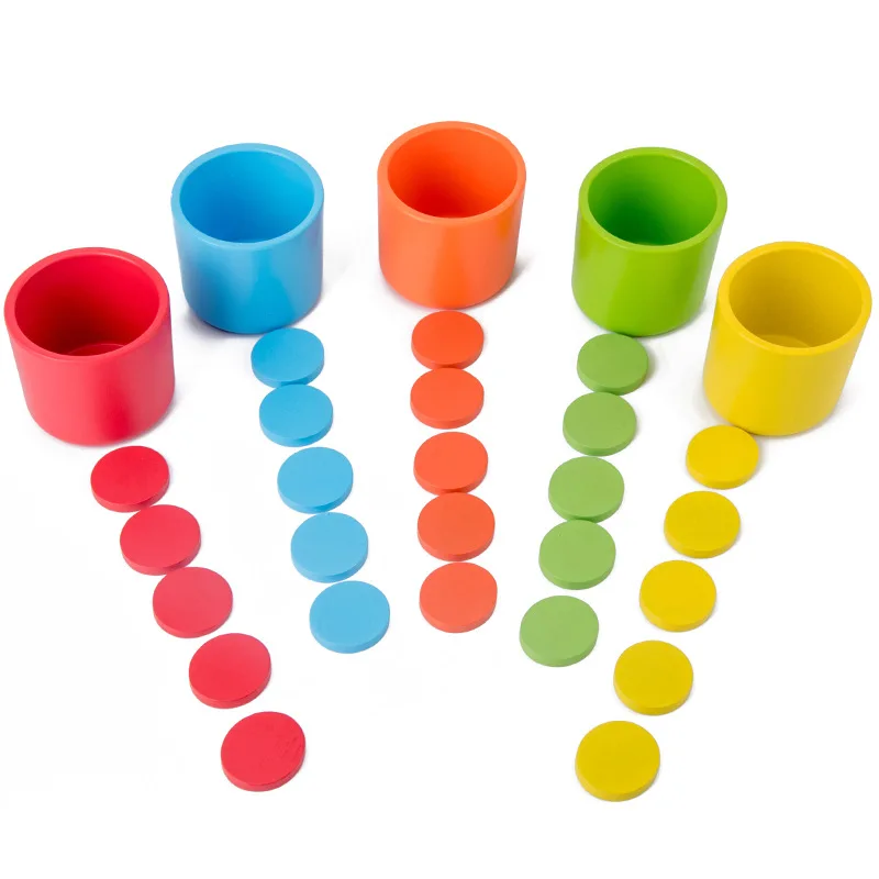 

Hevesrz Wooden Toys for Baby Color Shape Learning Color Sorting Cup Educational Games