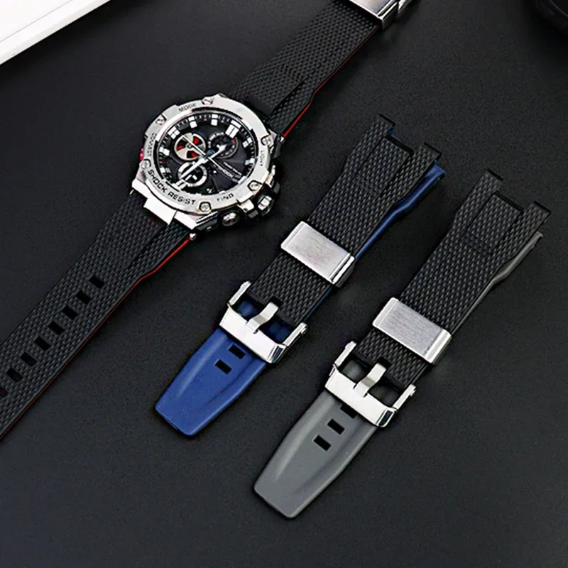 Фото Новый силиконовый ремешок для часов Casio Steel Heart GST-B100/S110/W300/400G GST-W300G для мужчин и женщин, водонепроницаемый спортивный ремешок для часов №3