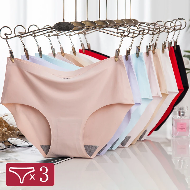 

Трусики женские бесшовные из мягкого шелка со средней посадкой, 3 шт./комплект